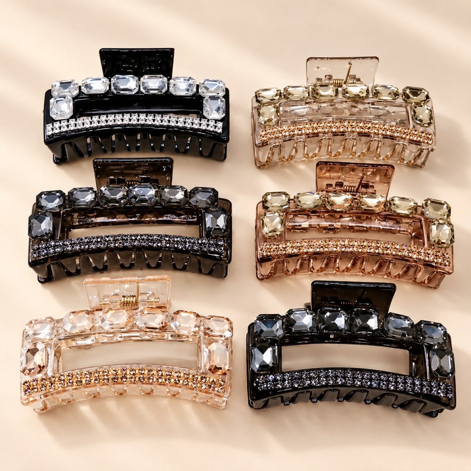 Fashion Alley 7 Cm Stone Hair Claw For Women Pack Of 12 Pc