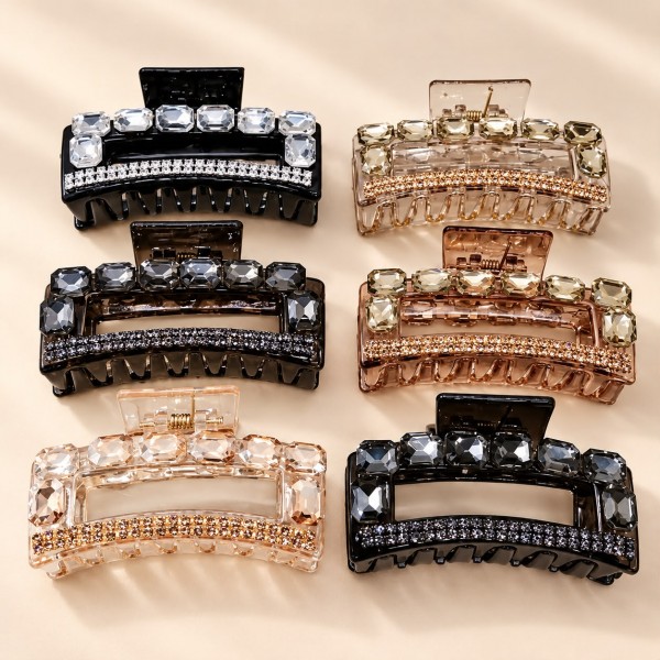 Fashion Alley 7 Cm Stone Hair Claw For Women Pack Of 12 Pc