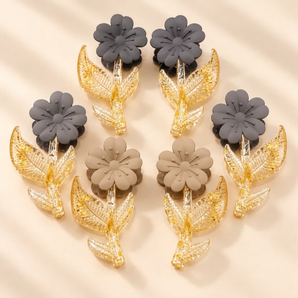 Fashion Alley 7-9 Cm Tulip Matt Hair Claw For Women Pack Of 12 Pc