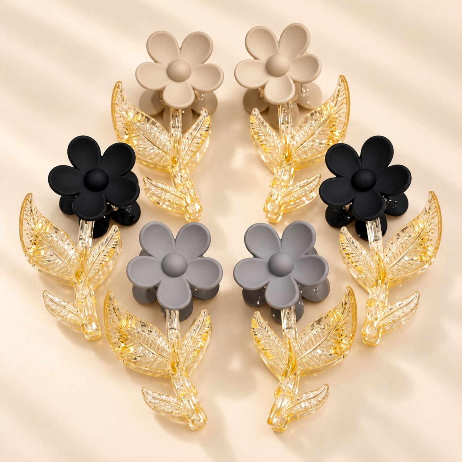 Fashion Alley 7-9 Cm Tulip Matt Hair Claw For Women Pack Of 12 Pc