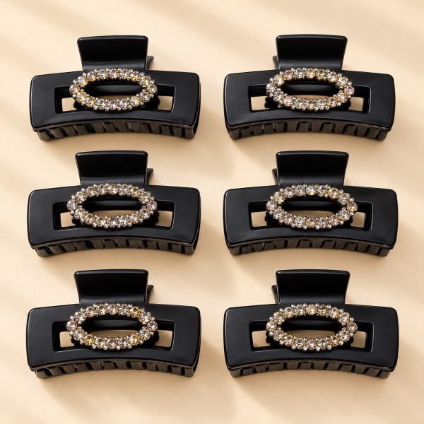 Fashion Alley 8 CM Black Hair Claw For Women Pack Of 12