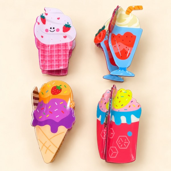 Fashion Alley 9 Cm Ice Cream Design Hair Claw For Women Pack Of 12 Pc