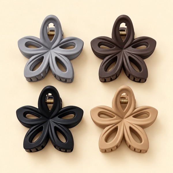 Fashion Alley 8 Cm Flower Matt Hair Claw For Women Pack Of 12 Pc