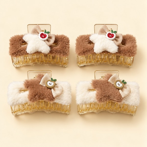 Fashion Alley 8 CM Fur Hair Claw For Women Pack Of 12 Pc