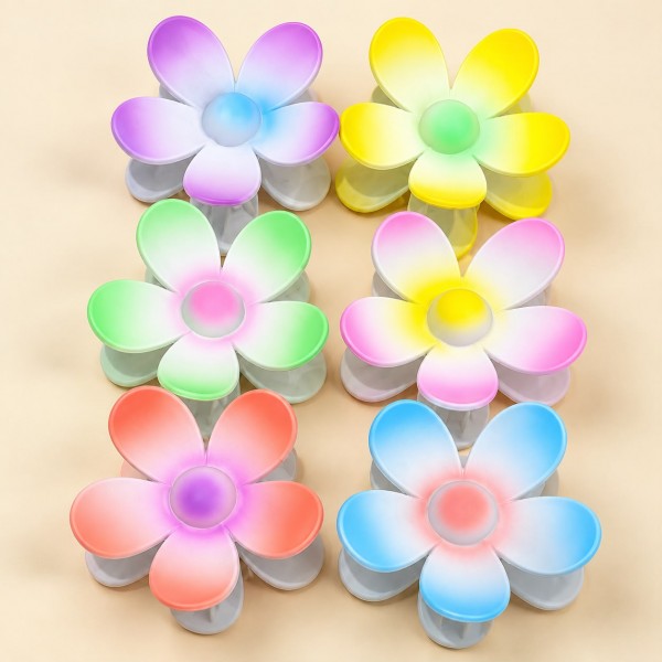 Fashion Alley Flower Shape 8 Cm Matt Hair Claw For Women Pack Of 12 Pc