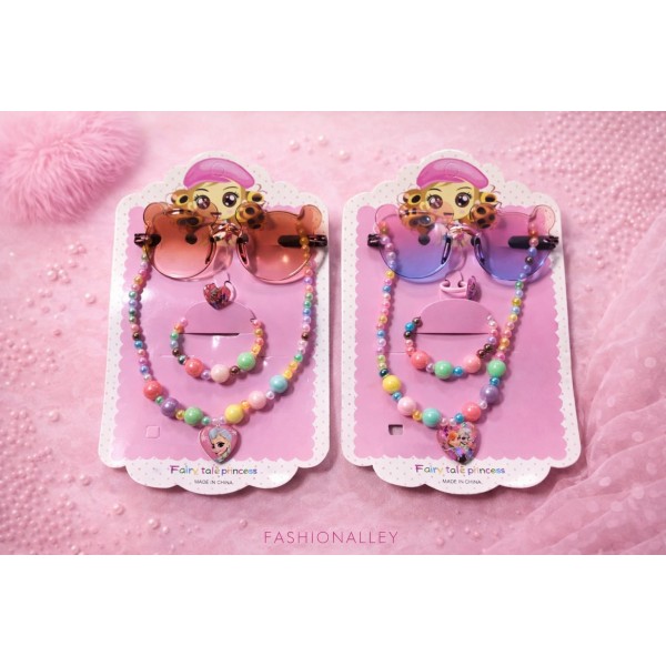 Fashion Alley Sunglasses With Necklace With Ring Gift Set Combo For Kids Pack Of 12 Card