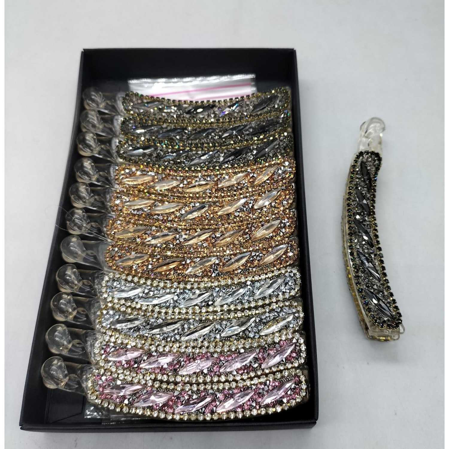 Fashion Alley 9.5 Cm Crystal Banana Clip For Women Pack Of 12 Fashion Alley 9.5 Cm Crystal Banana Clip For Women Pack Of 12