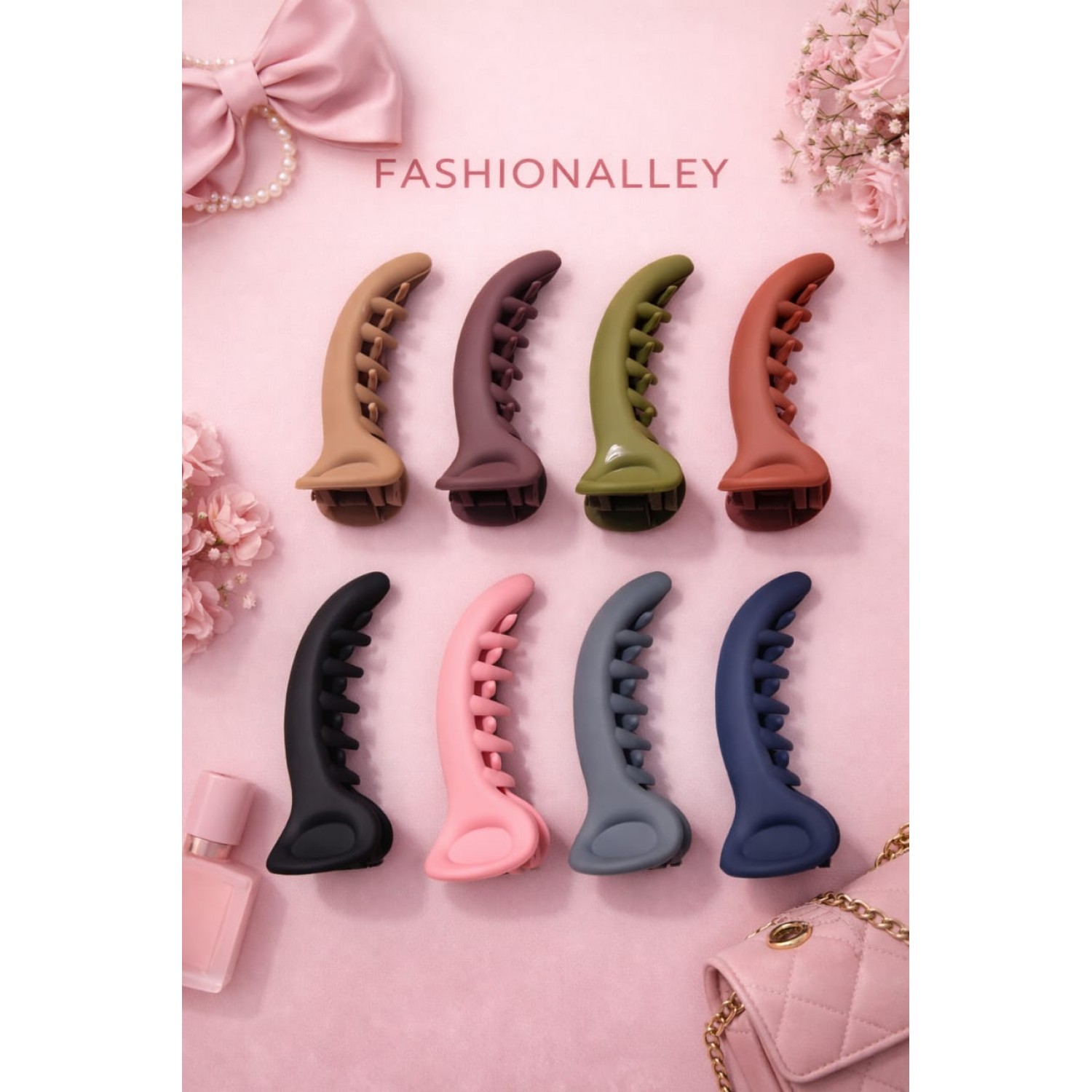 Fashion Alley 8 Cm Matt Mirchi Hair Clip For Women Pack Of 12 Pc