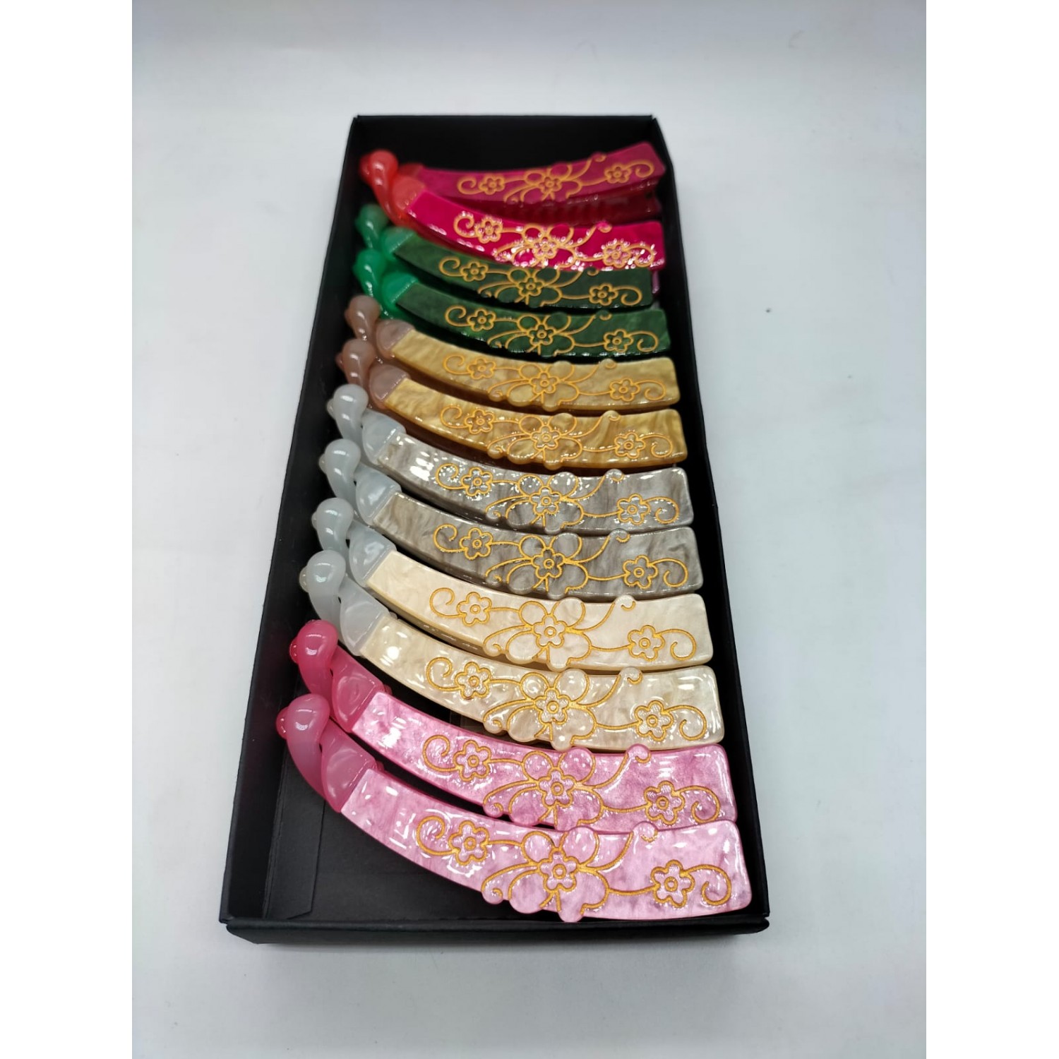 Fashion Alley Assorted Print Leidona Banana Clip Pack Of 12