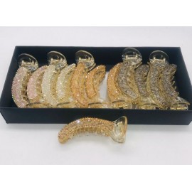 Fashion Alley Crystal 7cm Hair Banana Clip For Women [Pack Of 12] 