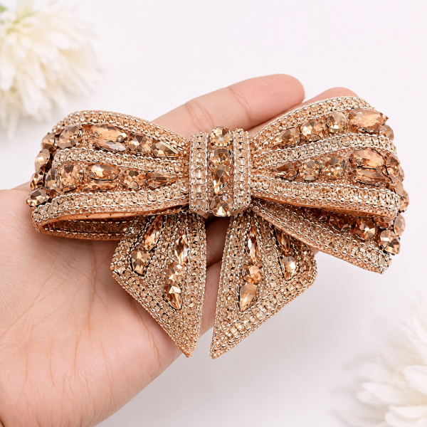 Fashion Alley 9 Cm Crystal Bow Hair Pin For Women Pack Of 12 Pc