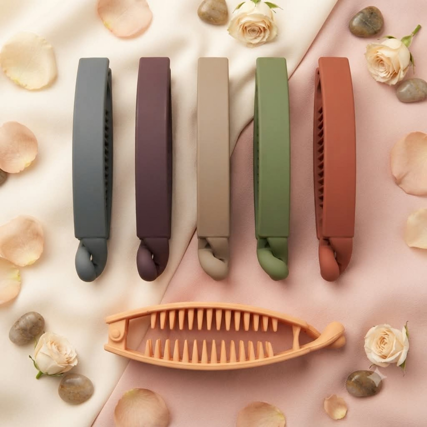 Fashion Alley 10 Cm Matt Banana Clip For Women Pack Of 12 Pc