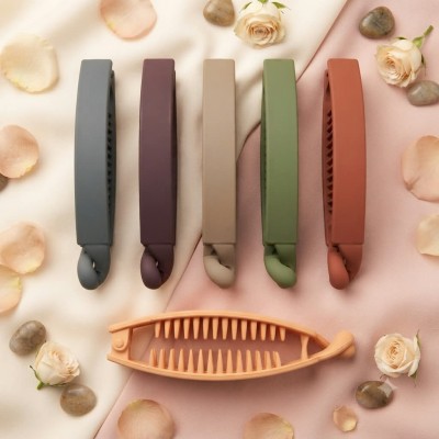 Fashion Alley 10 Cm Matt Banana Clip For Women Pack Of 12 Pc
