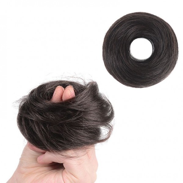 Fashion Alley Messy Bun Scrunchies Human Hair Extensions With Rubber Band [Pack Of 12]