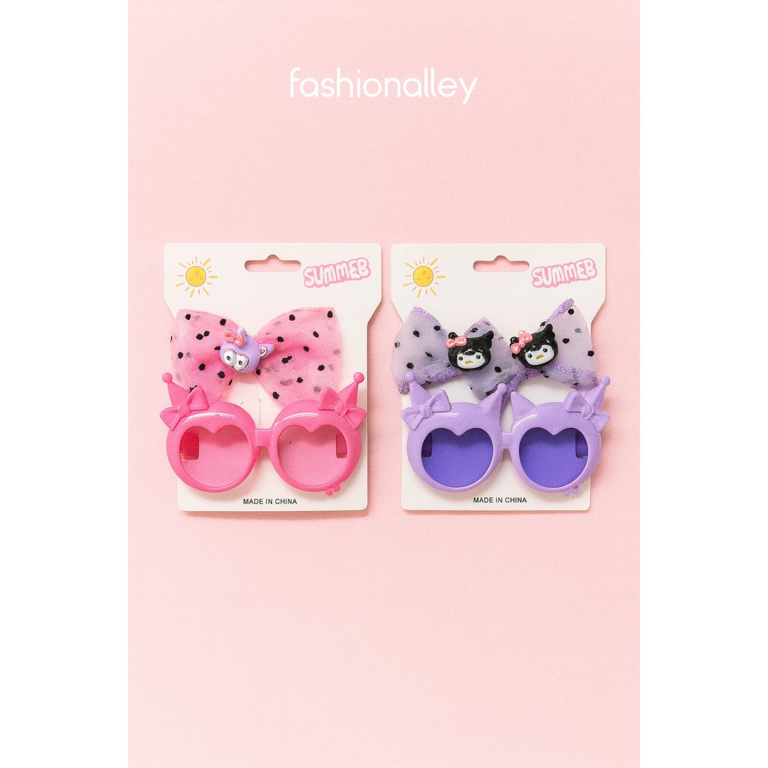 Fashion Alley Sunglasses With Bow Pins Gift Set Combo For Kids Pack Of 12 Card
