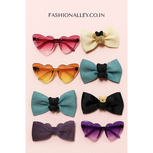 Fashion Alley Sunglasses With Bow Pins Gift Set Combo For Kids Pack Of 12 Card