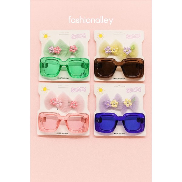 Fashion Alley Sunglasses With Bow Pins Gift Set Combo For Kids Pack Of 12 Card