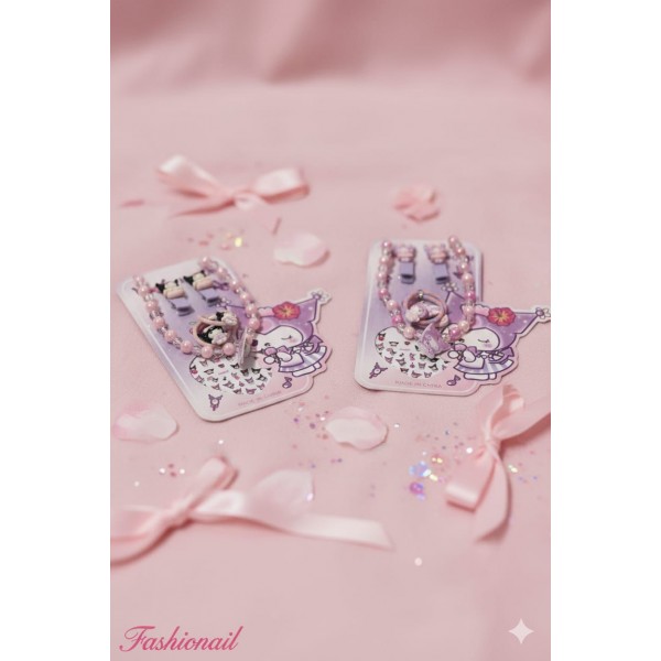 Fashion Alley Hair Pin With Rubber Band & Necklace Set For Kids Pack Of 12 Card 