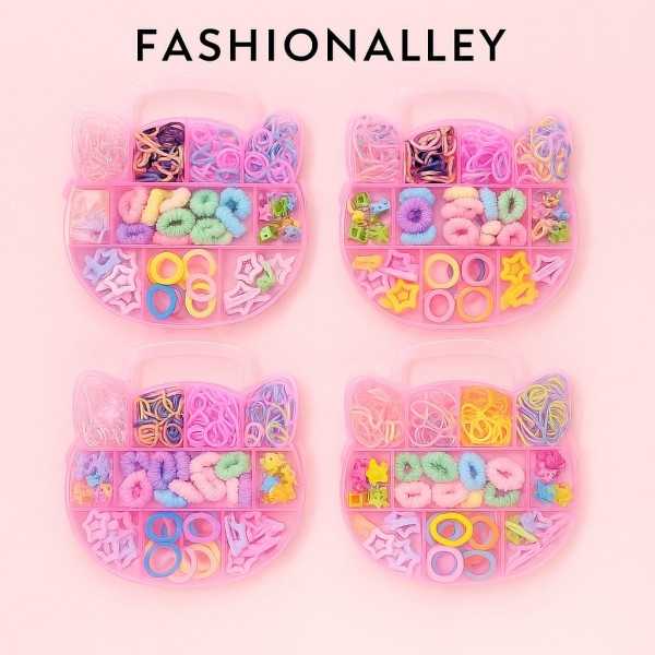 Fashion Alley Rubber Band Clip With Clutcher Gift Combo Set For Kids Pack Of 12 Box