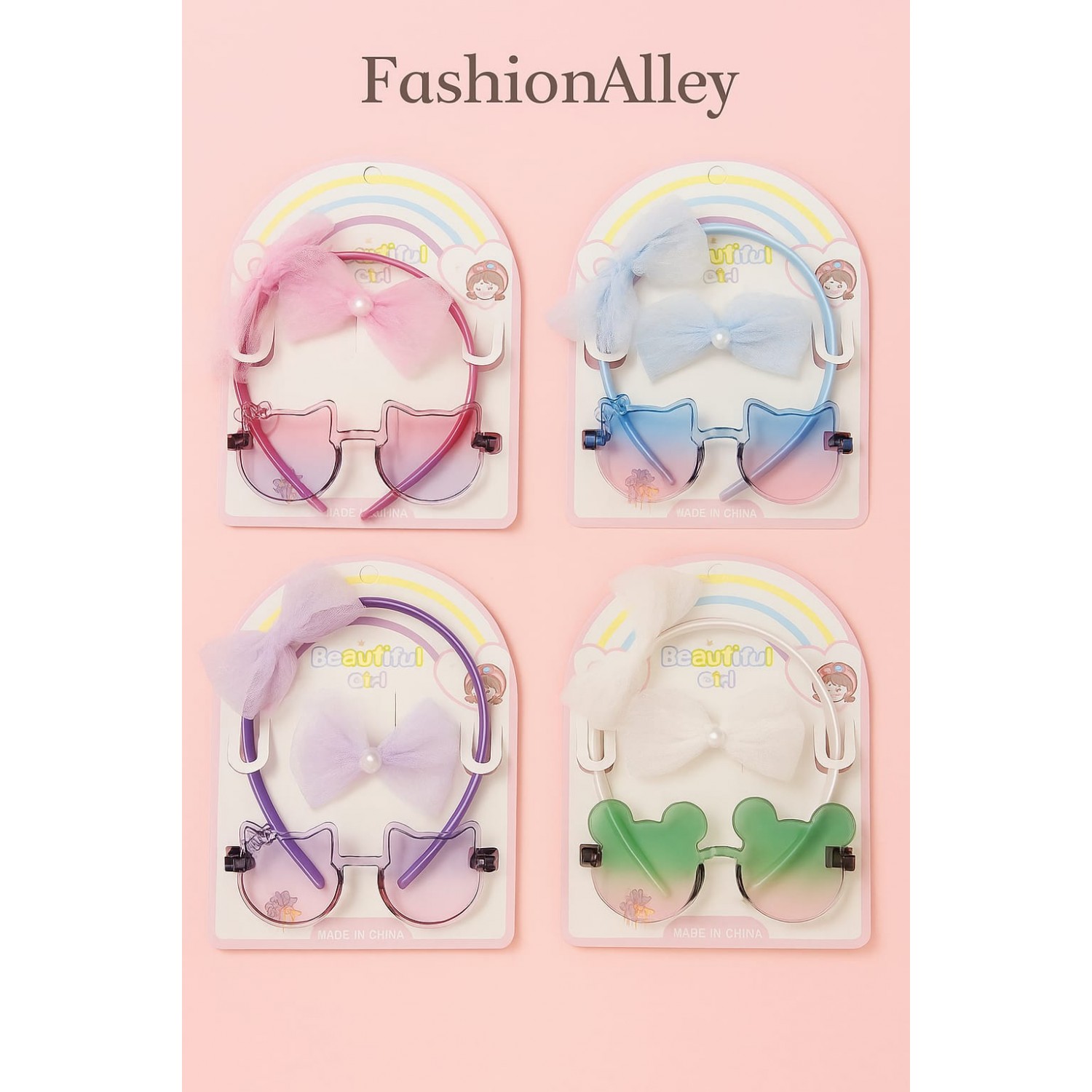 Fashion Alley Sunglasses With Bow Pins & Hair Band Gift Set Combo For Kids Pack Of 12 Card Fashion Alley Sunglasses With Bow Pins & Hair Band Gift Set Combo For Kids Pack Of 12 Card