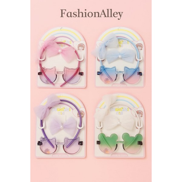 Fashion Alley Sunglasses With Bow Pins & Hair Band Gift Set Combo For Kids Pack Of 12 Card Fashion Alley Sunglasses With Bow Pins & Hair Band Gift Set Combo For Kids Pack Of 12 Card