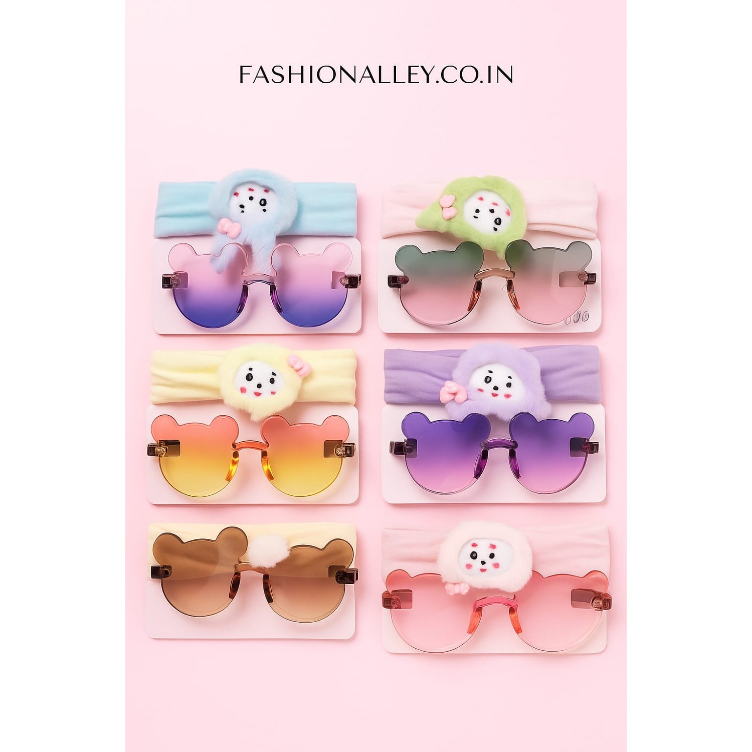 Fashion Alley Sunglasses With Hair Band Gift Set Combo For Kids Pack Of 12 Card