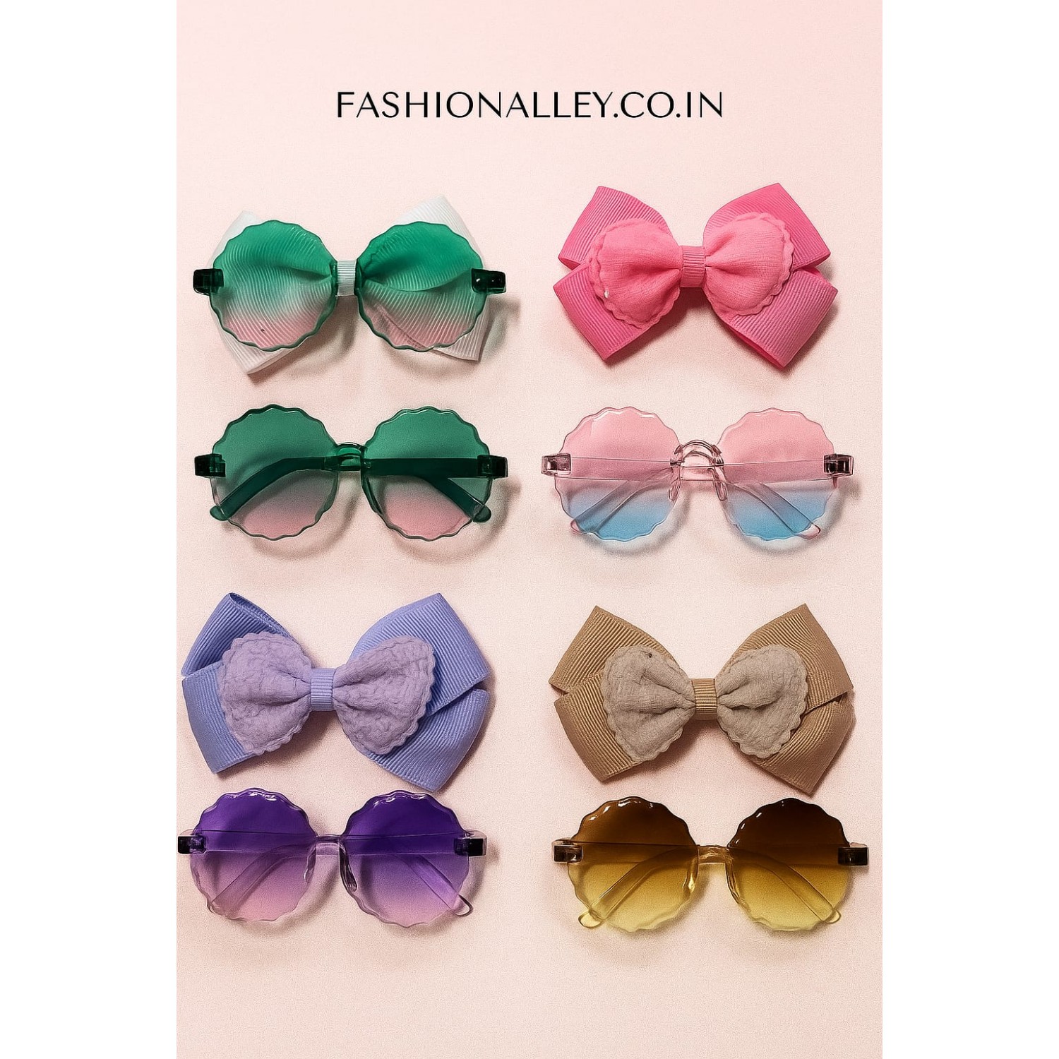 Fashion Alley Sunglasses With Bow Pins Gift Set Combo For Kids Pack Of 12 Card