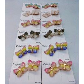 Fashion Alley Assorted Design Butterfly Kids Hair Pin Pack Of 12 Pc