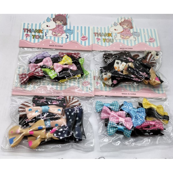 Fashion Alley Bow Hair Pin For Kids Pack Of 12 Pouch
