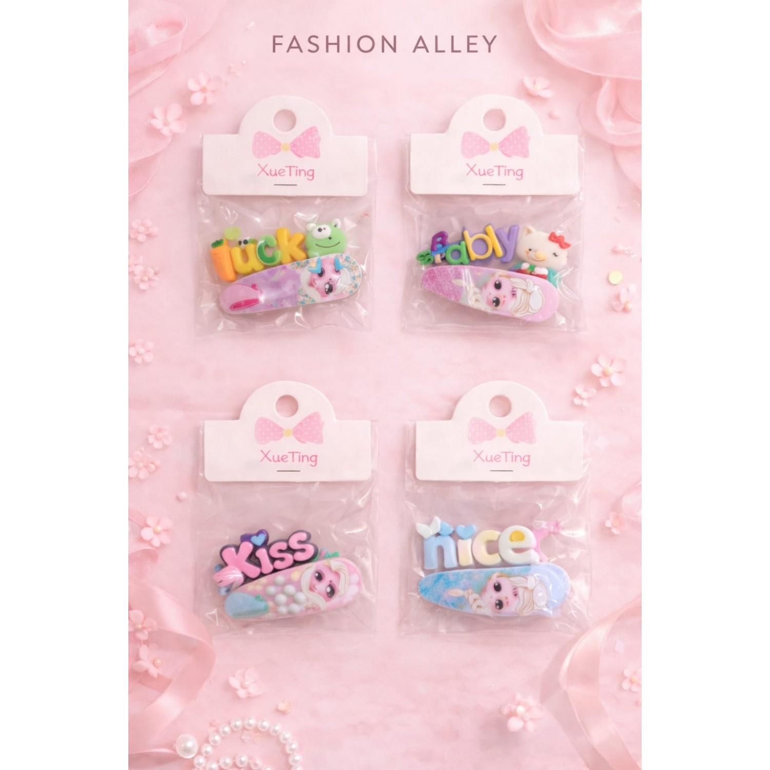 Fashion Alley Hair Pin For Kids Pack Of 10 Pouch 