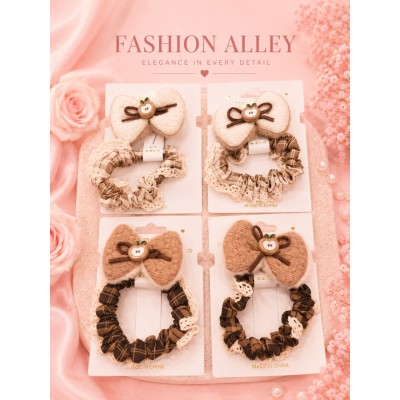 Fashion Alley Rubber Band With Bow Pin For Kids Pack Of 24 Pc 