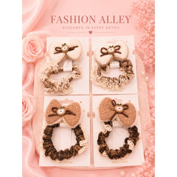 Fashion Alley Rubber Band With Bow Pin For Kids Pack Of 24 Pc 