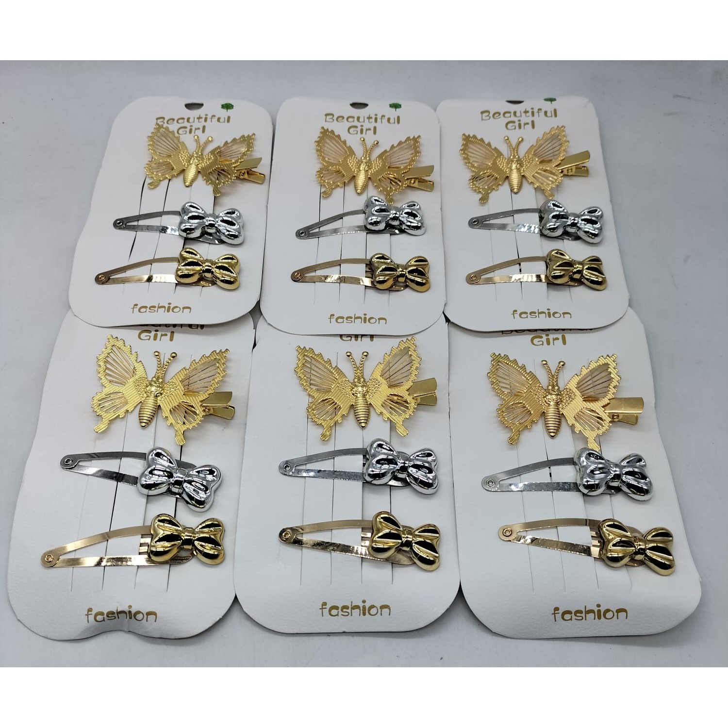 Fashion Alley Golden Butterfly Hair Pin For Kids [Pack Of 12 Card]