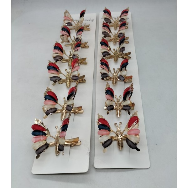 Fashion Alley Butterfly Hair Pin For Kids  [Pack Of 12 Pc]