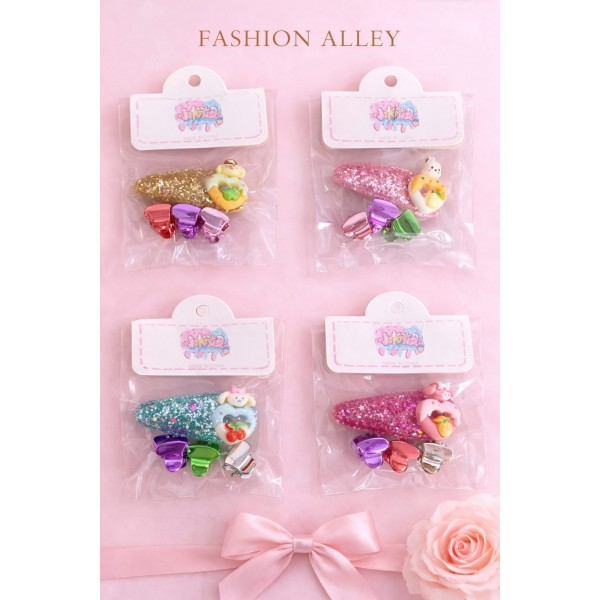 Fashion Alley Hair Pin With Mini Clutcher For Kids [Pack Of 10 Pouch]