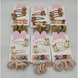 Fashion Alley Rubber Band Hair Pin With Clutcher For Kids [Pack Of 12 Cards] 