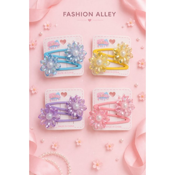 Fashion Alley Flower Design Tic Tac Hair Pin For Kids Pack Of 20 Pc