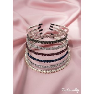 Fashion Alley 2 Crystal Line Hair Band For Women Pack Of 12 Pc