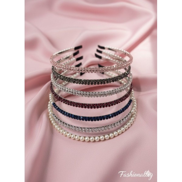 Fashion Alley 2 Crystal Line Hair Band For Women Pack Of 12 Pc 