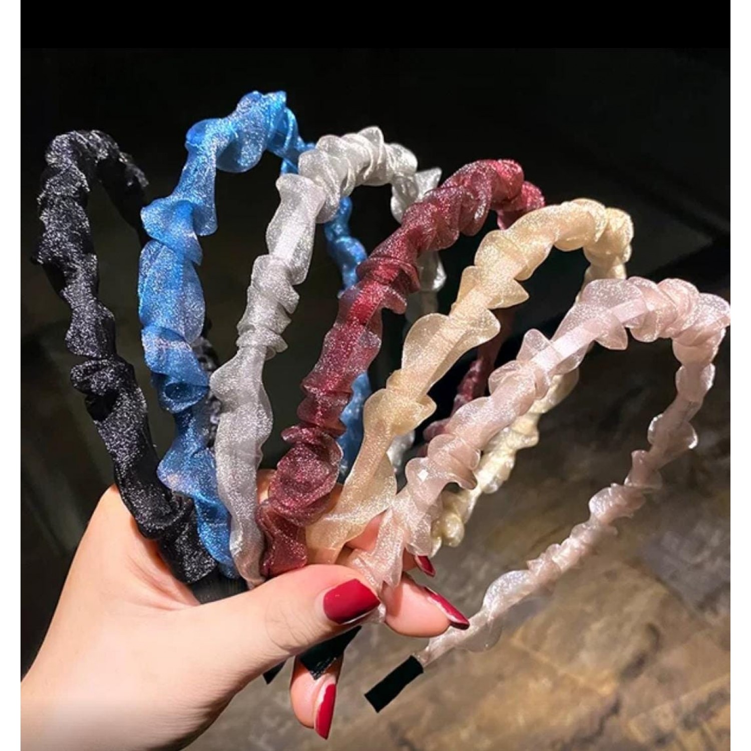 Fashion Alley Assorted Design Organza Hair Band ( Pack Of 12 )