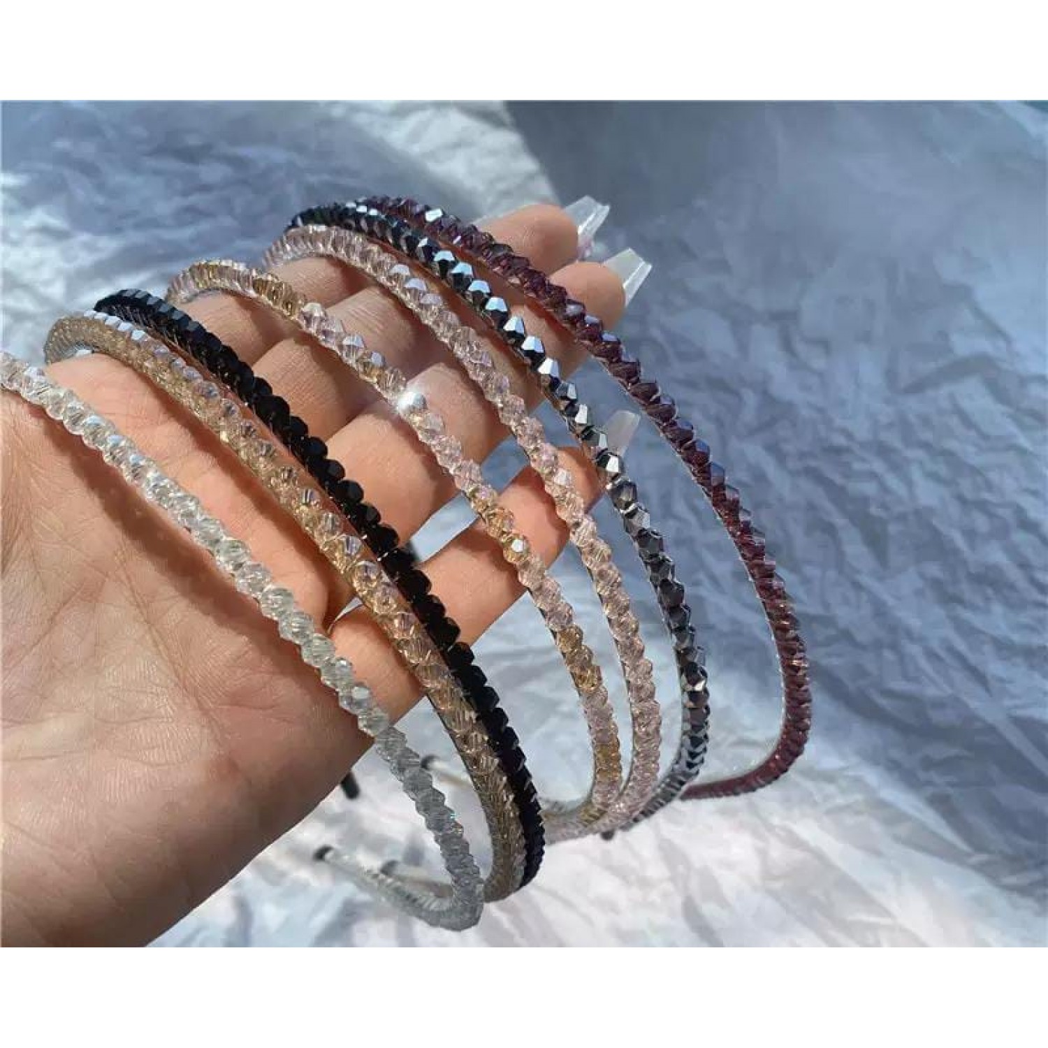 Fashion Alley Multi Color Stone Hair Band For Women[Pack Of 12]