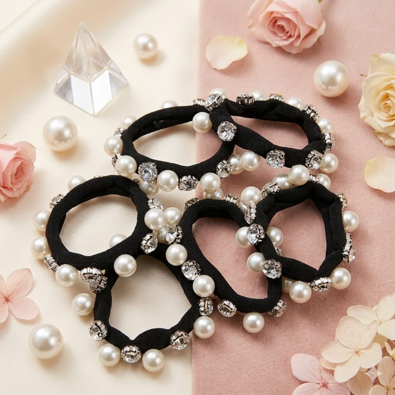Fashion Alley Crystal Rubber Band For Women Pack Of 12 Pc
