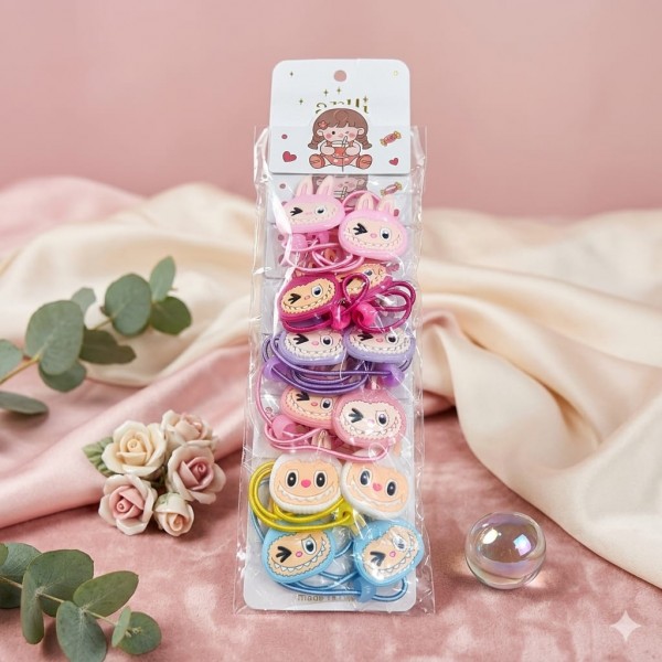 Fashion Alley Labubu Doll Rubber Band For Kids Pack Of 12 Card