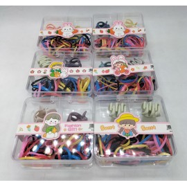 Fashion Alley Kids Rubber Band With MIni Hair Claw For Kids [Pack Of 12 Box]