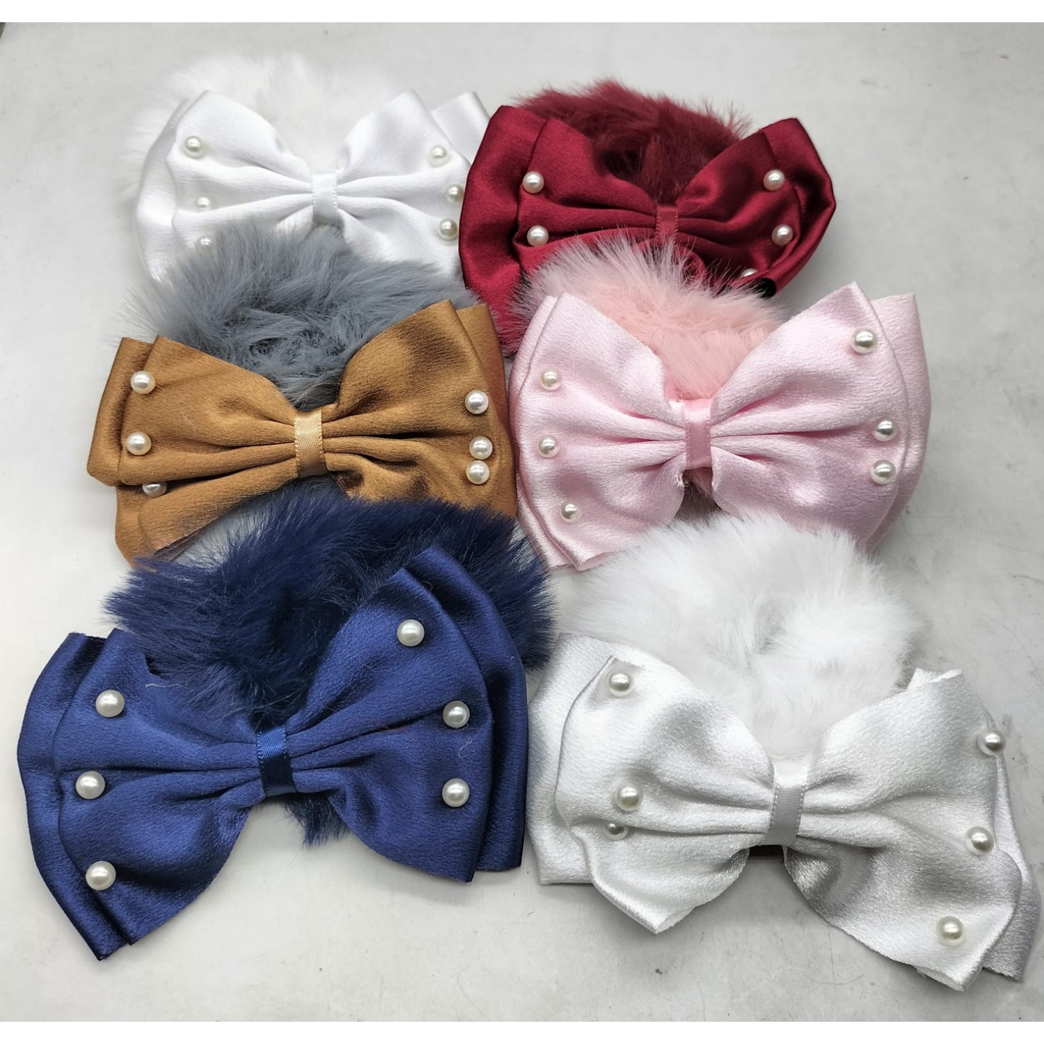 Fashion Alley Fur Bow Design Hair Rubber Band For Kids Pack Of 12 Pc