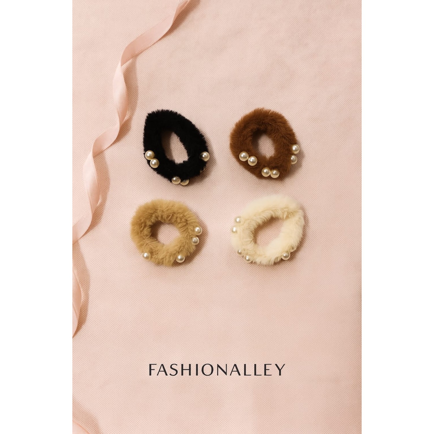 Fashion Alley Pearl Rubber Band For Women Pack Of 12 Pc