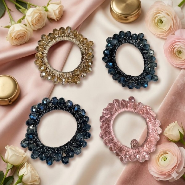Fashion Alley Crystal Rubber Band For Women Pack Of 12 Pc