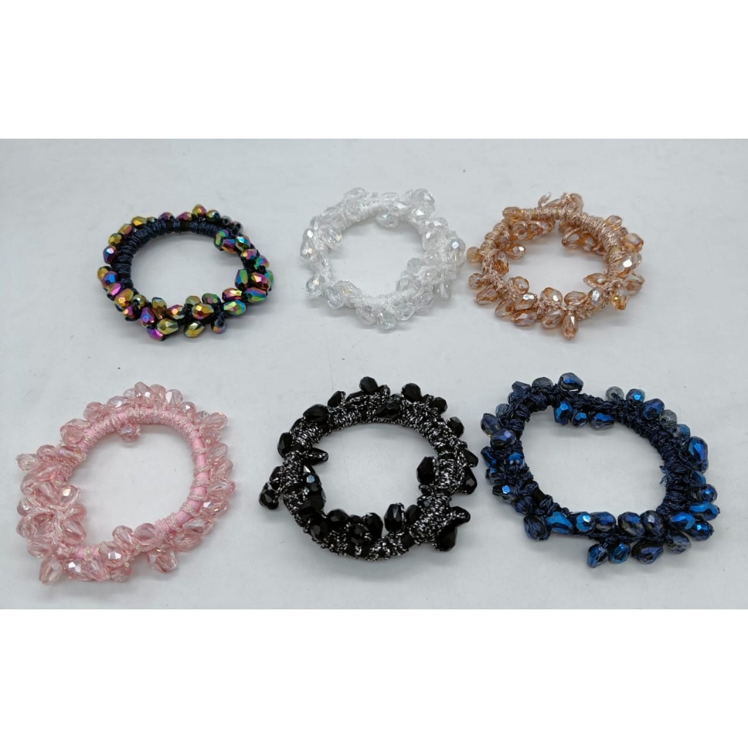 Fashion Alley Crystal Rubber Band For Women  [Pack Of 12] 