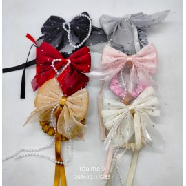 Fashion Alley Bow Organza Rubber Band For Women Pack Of 12