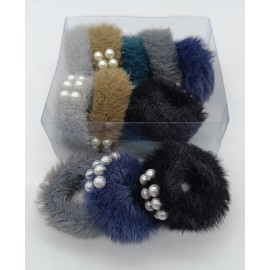 Fashion Alley Fur Rubber Band For Women  [Pack Of 12]